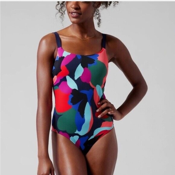 ATHLETA Hermosa One Piece Swimsuit M Medium | Tossed Floral Blue - Picture 1 of 12